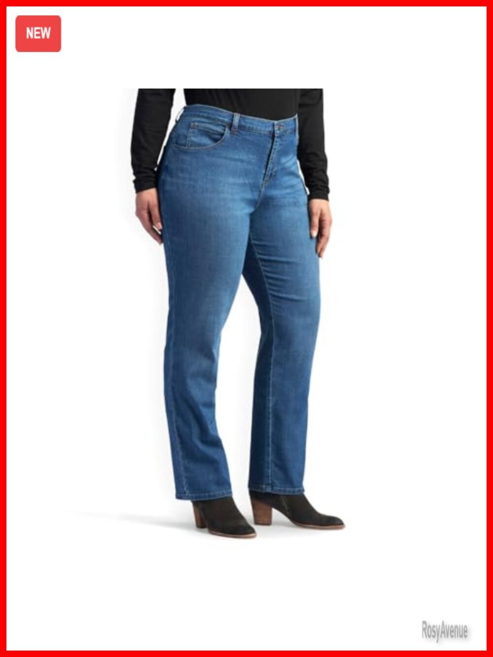 Relaxed Fit Straight Leg Jeans Flex Stretch Waist Casual